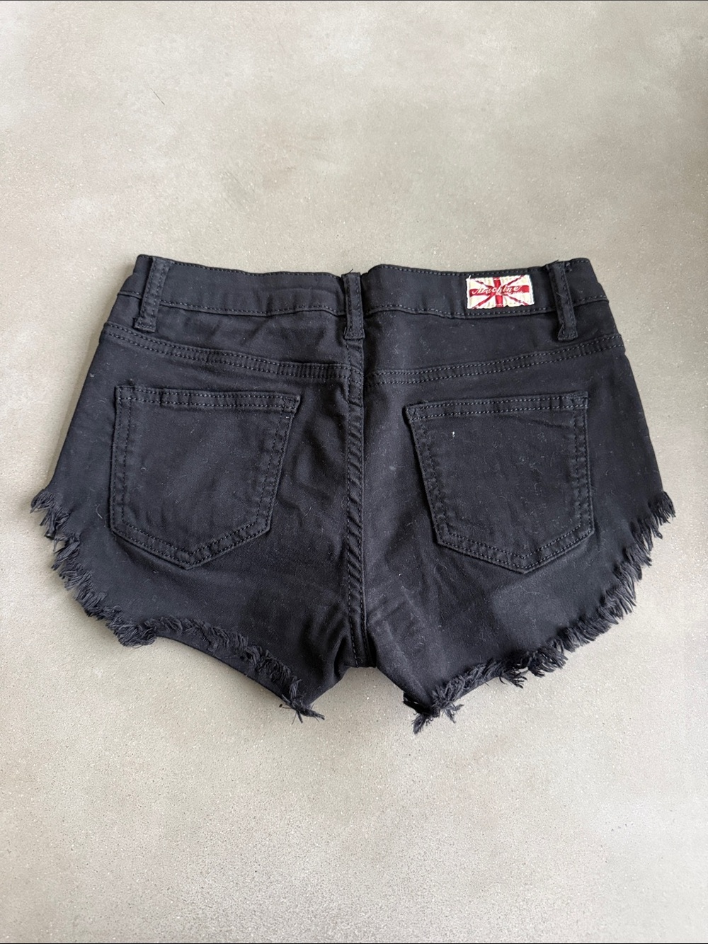 Machine Short Black Frayed Denim Shorts